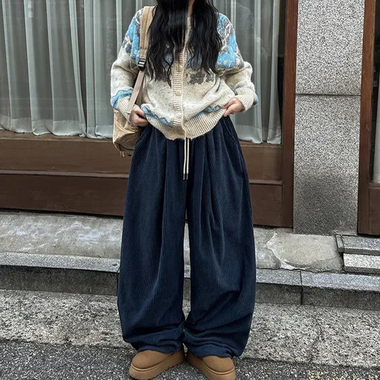 ゆるカワコーデ コーデュロイストライプ柄ウエストゴムドローストリング入りロングパ… | 17kg | 詳細画像22 