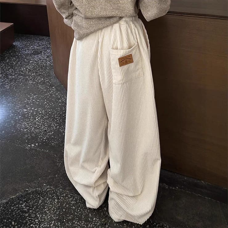 ゆるカワコーデ コーデュロイストライプ柄ウエストゴムドローストリング入りロングパ… | 17kg | 詳細画像3 