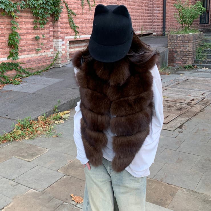 甘辛系ガールズ ふわふわフェイクファーおしゃれでレトロなフェイクミンクベスト ジ… | 17kg | 詳細画像8 