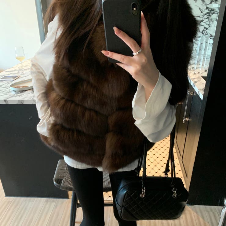 甘辛系ガールズ ふわふわフェイクファーおしゃれでレトロなフェイクミンクベスト ジ… | 17kg | 詳細画像4 