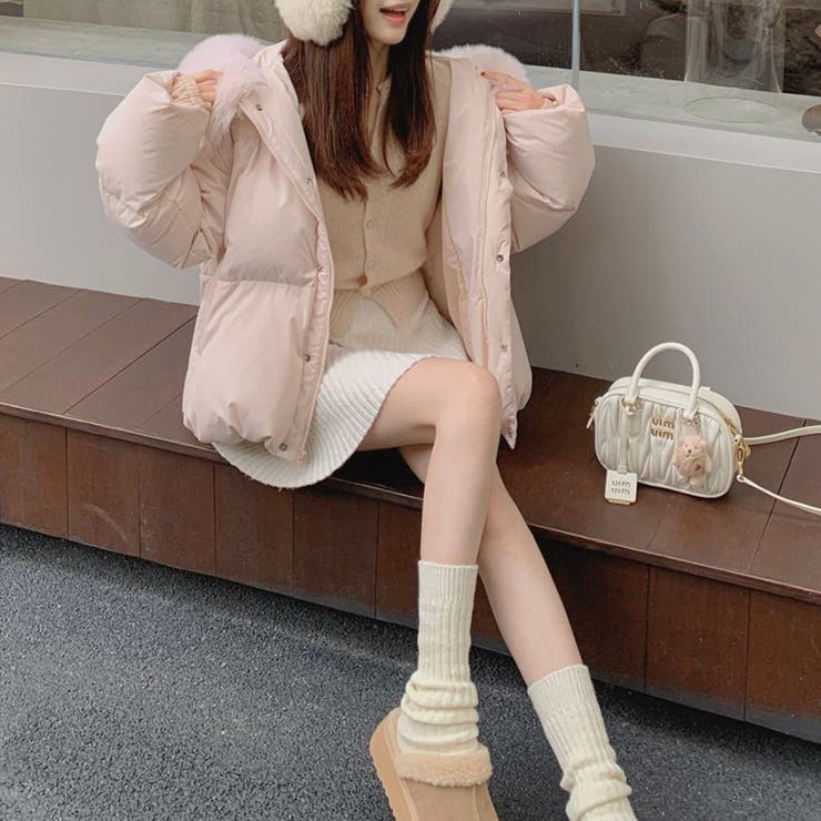 ゆるカワコーデ☆フォックス風ビッグファーフード付き ショート丈ダウンジャケット | 17kg | 詳細画像9 