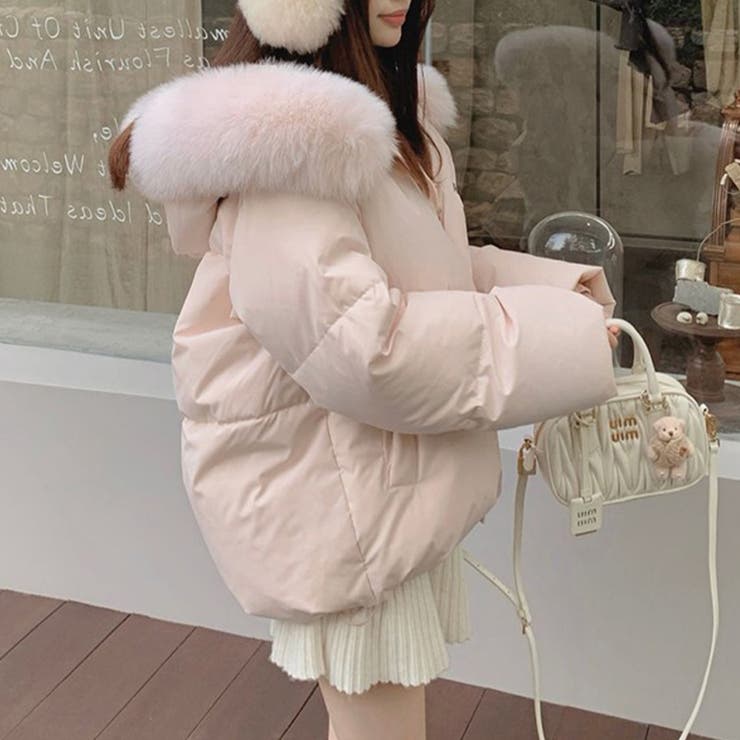 ゆるカワコーデ☆フォックス風ビッグファーフード付き ショート丈ダウンジャケット | 17kg | 詳細画像3 