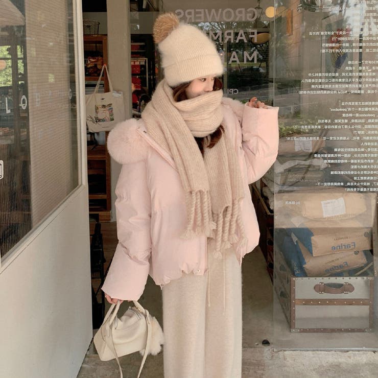 ゆるカワコーデ☆フォックス風ビッグファーフード付き ショート丈ダウンジャケット | 17kg | 詳細画像11 