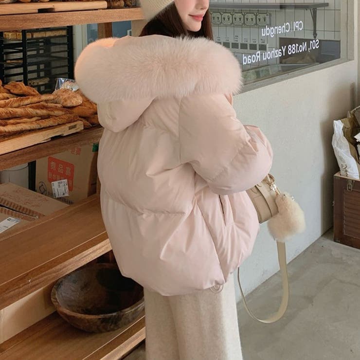 ゆるカワコーデ☆フォックス風ビッグファーフード付き ショート丈ダウンジャケット | 17kg | 詳細画像17 