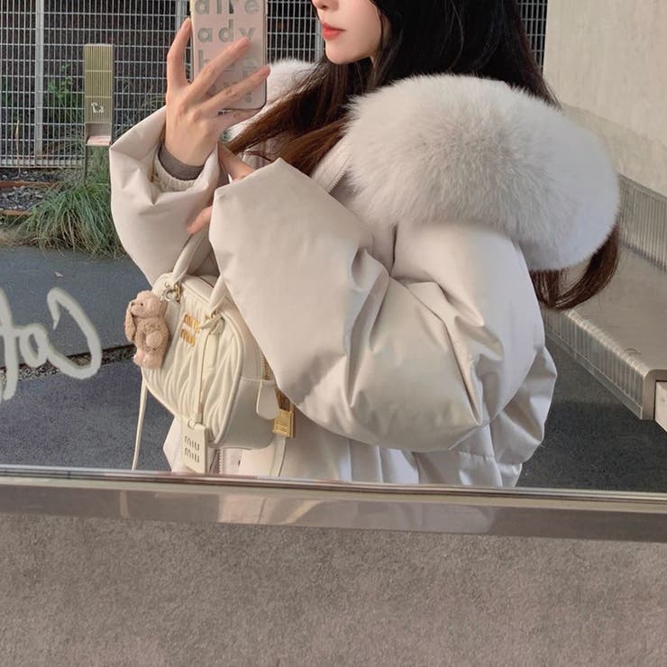 ゆるカワコーデ☆フォックス風ビッグファーフード付き ショート丈ダウンジャケット | 17kg | 詳細画像21 