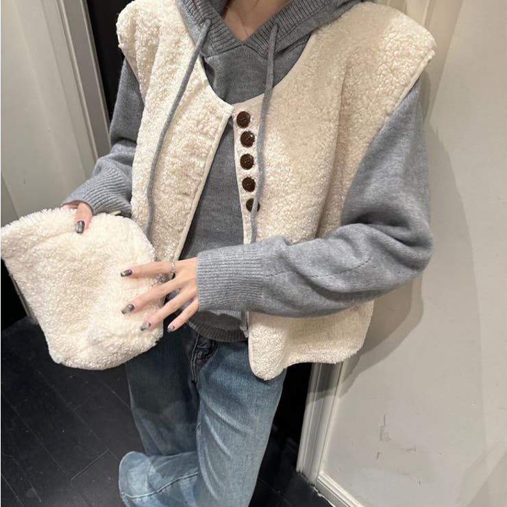 ゆるカワコーデ フェイクシープボア ベスト | 17kg | 詳細画像7 