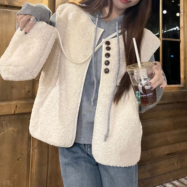 ゆるカワコーデ フェイクシープボア ベスト | 17kg | 詳細画像5 