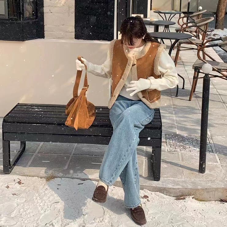 大人っぽく洗練された☆シープボア×フェイクファー牛角ボタン ベスト／ジレ | 17kg | 詳細画像9 