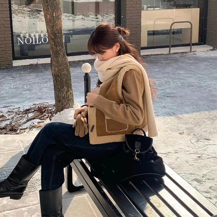 大人っぽく洗練された☆シープボア×フェイクファー牛角ボタン ベスト／ジレ | 17kg | 詳細画像10 