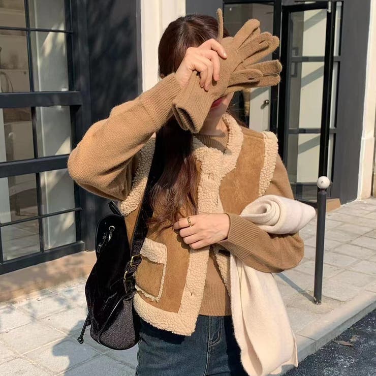 大人っぽく洗練された☆シープボア×フェイクファー牛角ボタン ベスト／ジレ | 17kg | 詳細画像13 