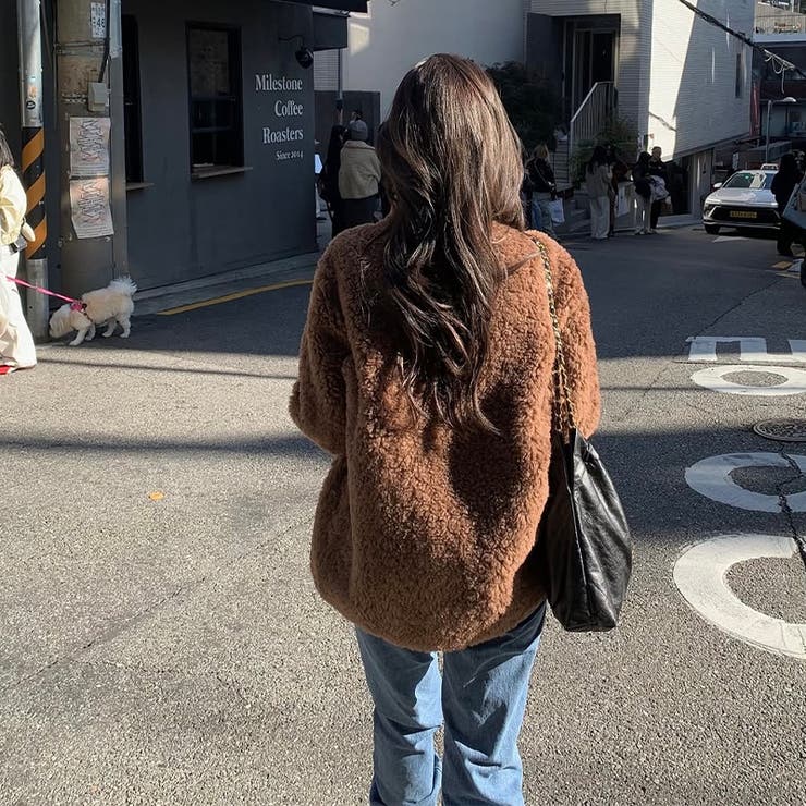 ゆるカワコーデ☆小さめスタンドカラー ムートン風ふわふわコート | 17kg | 詳細画像9 
