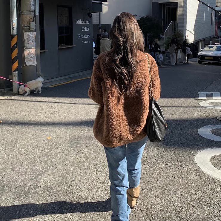 ゆるカワコーデ☆小さめスタンドカラー ムートン風ふわふわコート | 17kg | 詳細画像10 