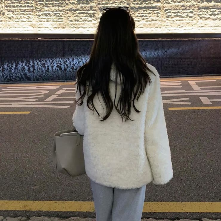 ゆるカワコーデ☆小さめスタンドカラー ムートン風ふわふわコート | 17kg | 詳細画像13 