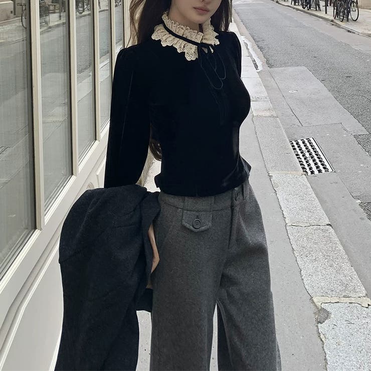 ベルベットトップス | ゆるカワコーデ☆バロックベルベットシリーズ取り外し可能な襟 シャツ／ワンピース | 17kg