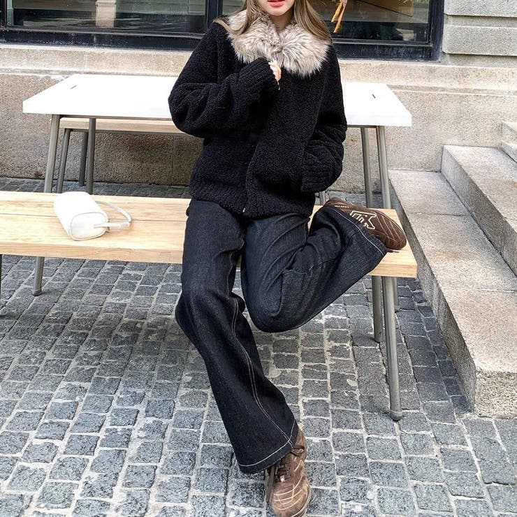 大人っぽく洗練された☆ファー付き 小粒ボア ムートン風コート | 17kg | 詳細画像20 