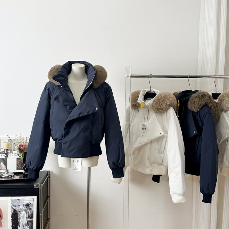 ゆるカワコーデ☆フォックスファー襟フード付き ダウンコート | 17kg | 詳細画像1 