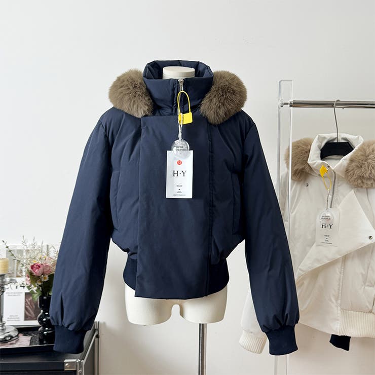 ゆるカワコーデ☆フォックスファー襟フード付き ダウンコート | 17kg | 詳細画像8 