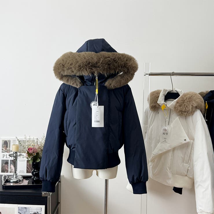 ゆるカワコーデ☆フォックスファー襟フード付き ダウンコート | 17kg | 詳細画像9 