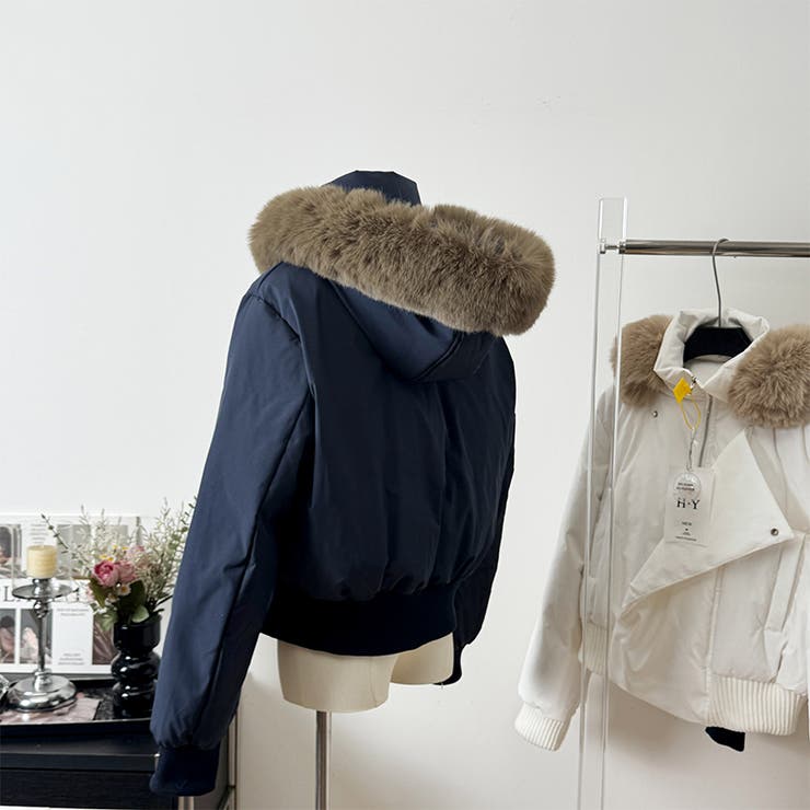 ゆるカワコーデ☆フォックスファー襟フード付き ダウンコート | 17kg | 詳細画像15 