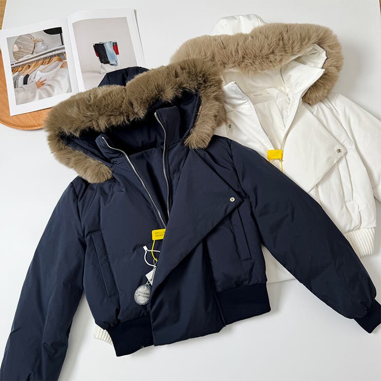 ゆるカワコーデ☆フォックスファー襟フード付き ダウンコート | 17kg | 詳細画像17 