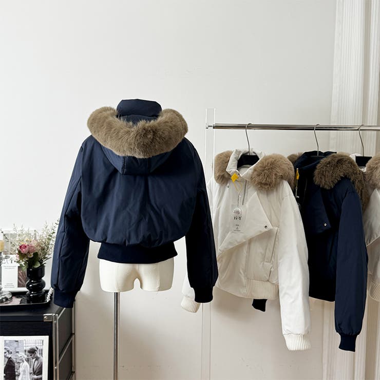 ゆるカワコーデ☆フォックスファー襟フード付き ダウンコート | 17kg | 詳細画像3 