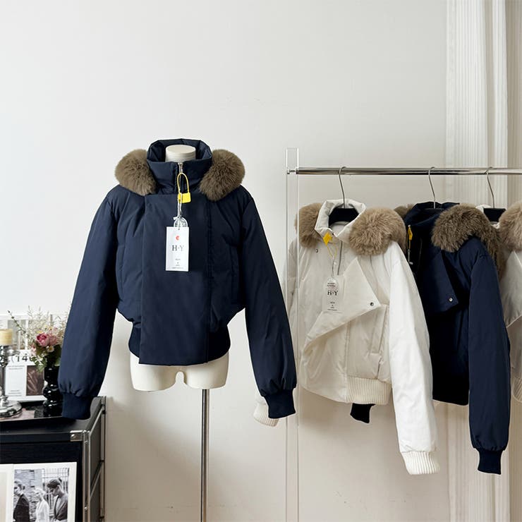 ゆるカワコーデ☆フォックスファー襟フード付き ダウンコート | 17kg | 詳細画像5 