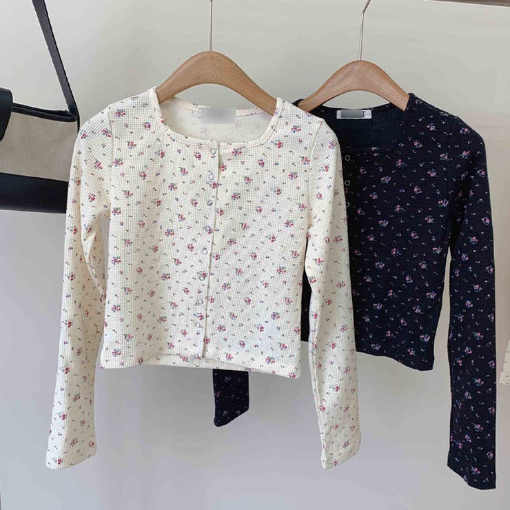 ゆるカワコーデ☆フラワープリント スクエアネック ショート丈 ニットトップス | 17kg | 詳細画像21 