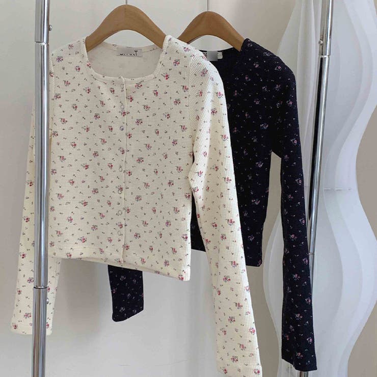 ゆるカワコーデ☆フラワープリント スクエアネック ショート丈 ニットトップス | 17kg | 詳細画像23 