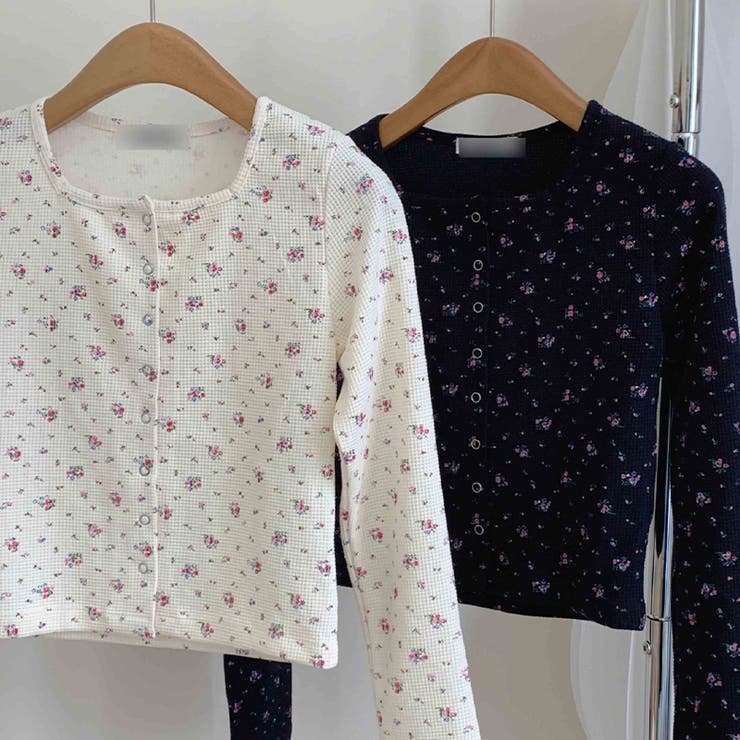 ゆるカワコーデ☆フラワープリント スクエアネック ショート丈 ニットトップス | 17kg | 詳細画像24 