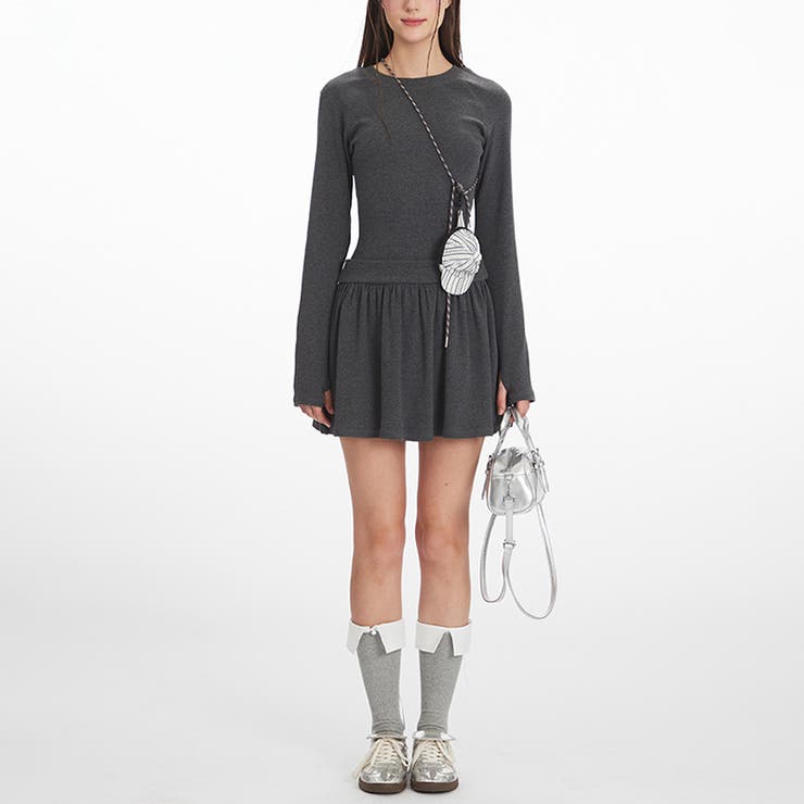 甘辛系ガールズ☆上品で細見えする長袖 プリーツスカート風 ワンピース | 17kg | 詳細画像7 