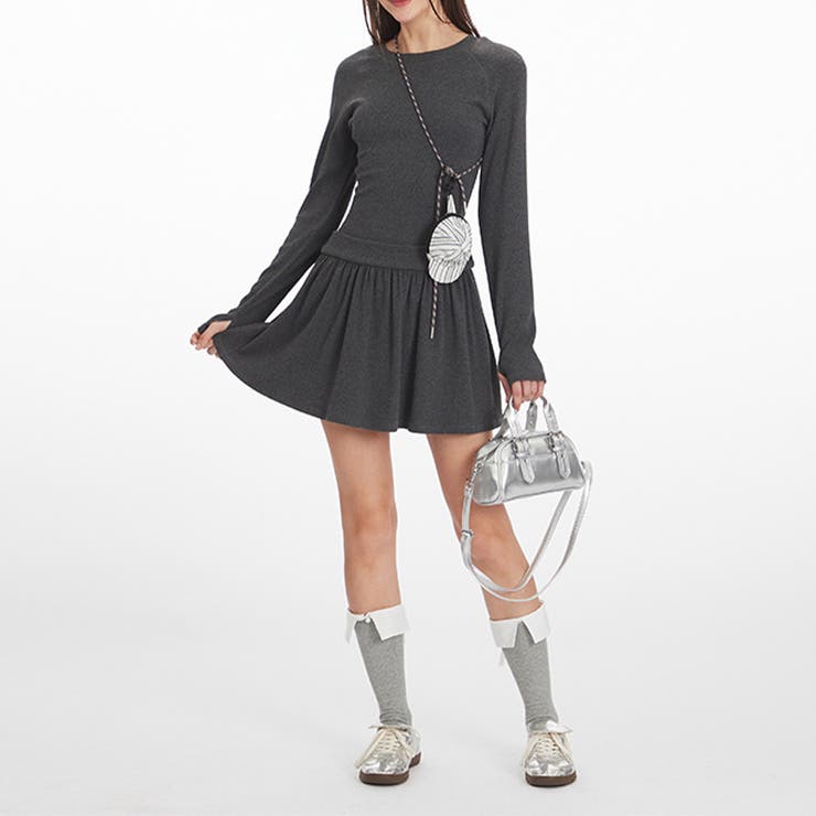 甘辛系ガールズ☆上品で細見えする長袖 プリーツスカート風 ワンピース | 17kg | 詳細画像4 