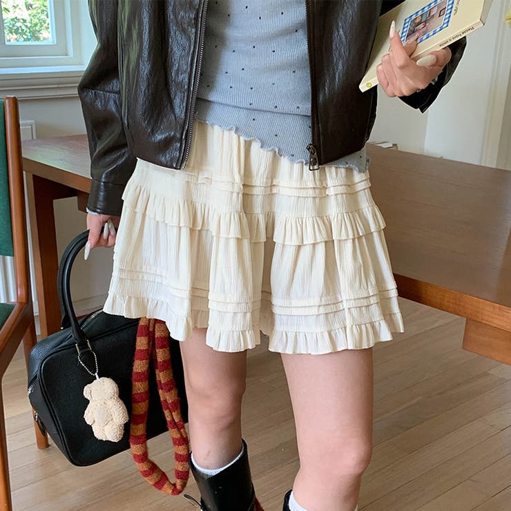 ベージュ | ミレニアル学園風 「レイヤード美学」ウエストゴム ベルベット | 17kg