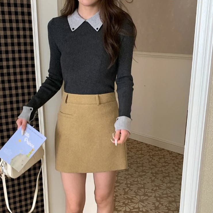 ダークグレー | ミレニアル学園風 「インテリ優等生」配色切り替え フェイクレイヤード | 17kg