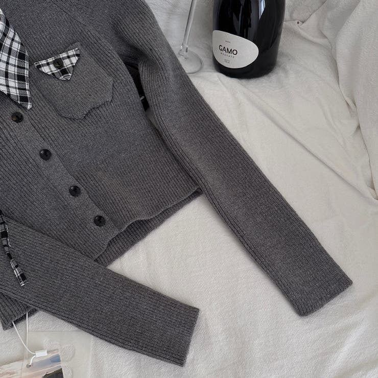 ミレニアル学園風☆チェック柄 襟付き ニットカーディガン+プリーツミニスカート | 17kg | 詳細画像11 