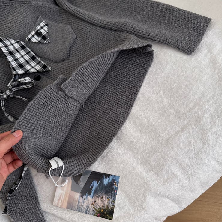 ミレニアル学園風☆チェック柄 襟付き ニットカーディガン+プリーツミニスカート | 17kg | 詳細画像12 