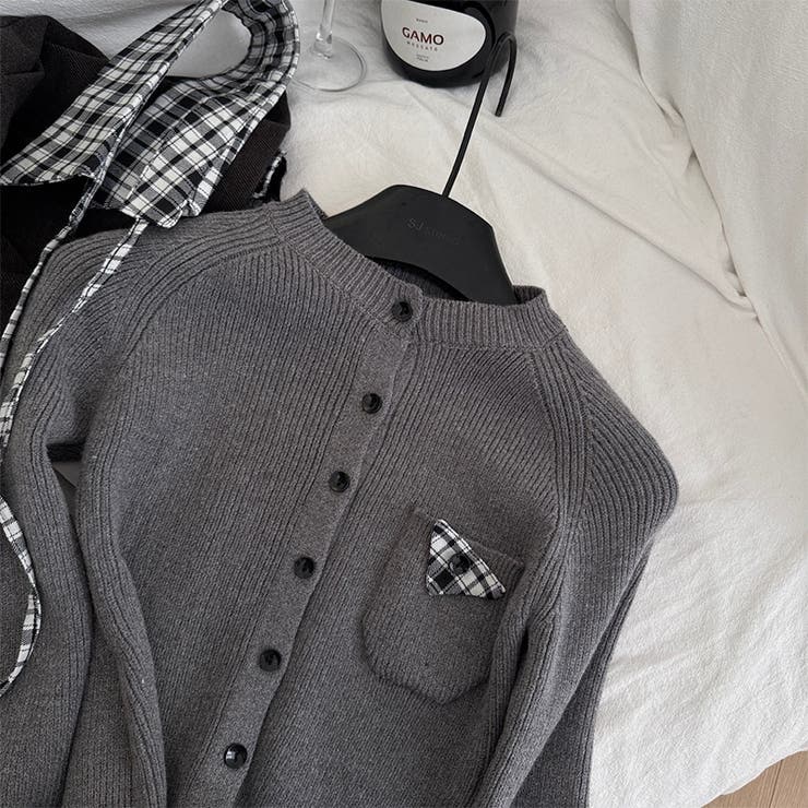 ミレニアル学園風☆チェック柄 襟付き ニットカーディガン+プリーツミニスカート | 17kg | 詳細画像15 