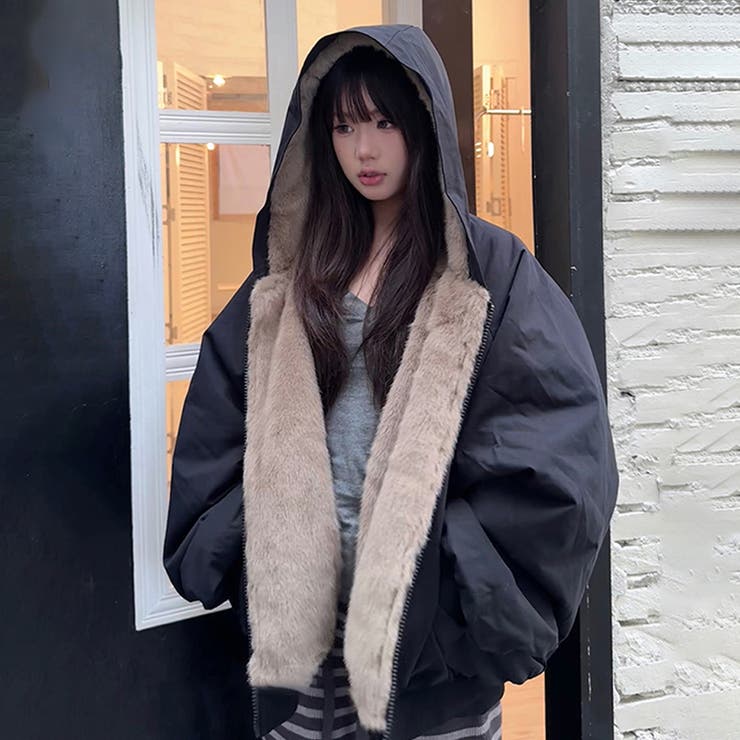 ユニセックス☆リバーシブル着用可中綿ジャケットゆったり 防寒 厚手ジャケット | 17kg | 詳細画像4 