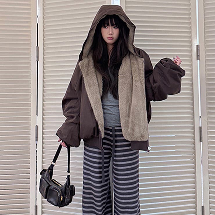 ユニセックス☆リバーシブル着用可中綿ジャケットゆったり 防寒 厚手ジャケット | 17kg | 詳細画像5 