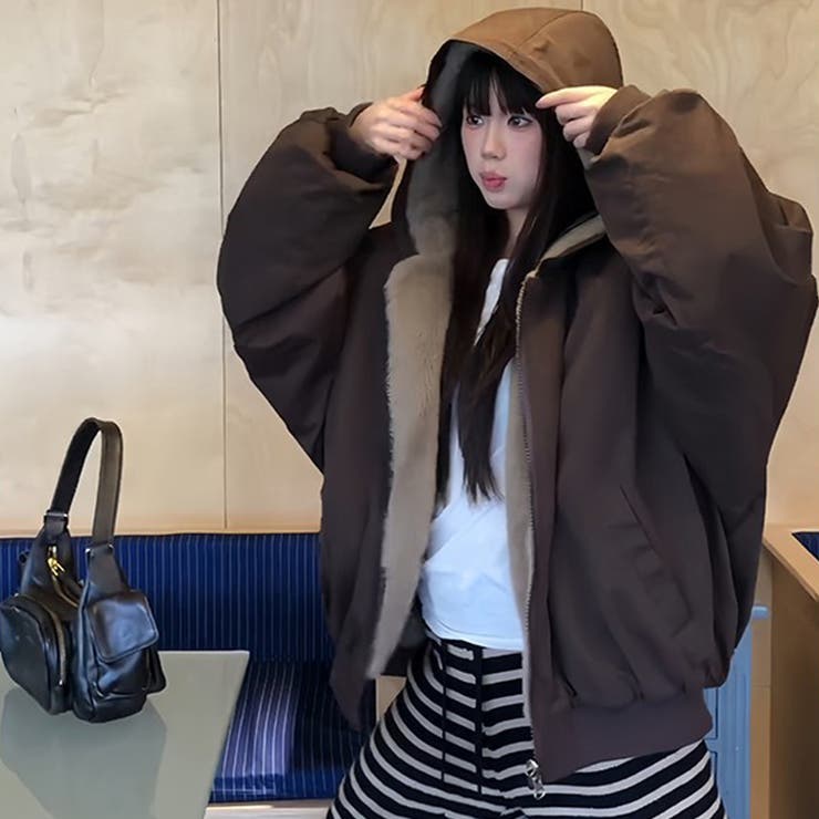 ユニセックス☆リバーシブル着用可中綿ジャケットゆったり 防寒 厚手ジャケット | 17kg | 詳細画像8 