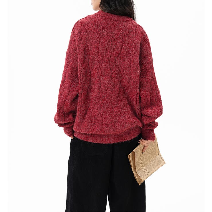 ユニセックス☆フェアリーグリーン ケーブル編みニットカジュアル 万能トップス | 17kg | 詳細画像20 