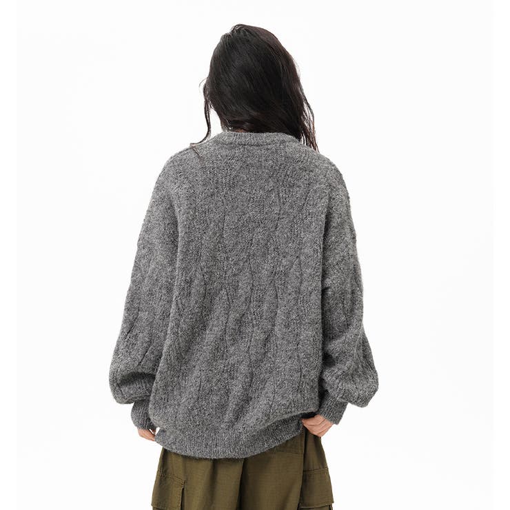 ユニセックス☆フェアリーグリーン ケーブル編みニットカジュアル 万能トップス | 17kg | 詳細画像26 