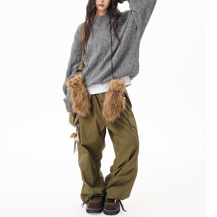 ユニセックス☆フェアリーグリーン ケーブル編みニットカジュアル 万能トップス | 17kg | 詳細画像32 