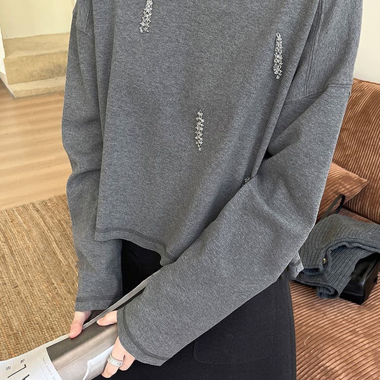 ゆるカワコーデ☆ビーズ装飾 ショート丈長袖Tシャツ | 17kg | 詳細画像13 