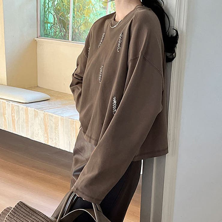 ゆるカワコーデ☆ビーズ装飾 ショート丈長袖Tシャツ | 17kg | 詳細画像16 