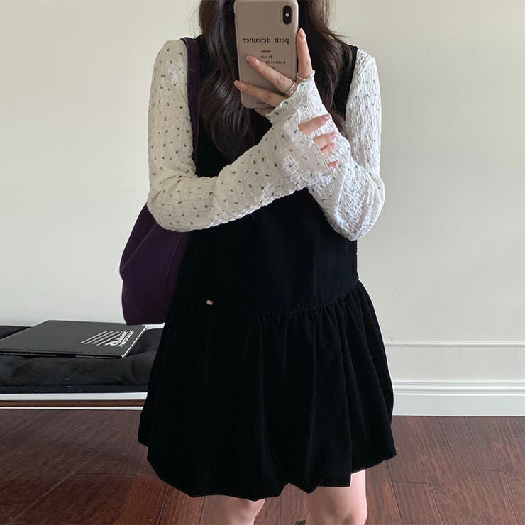 ゆるカワコーデ☆小花柄 ハイネック 風合い素材インナー トップス | 17kg | 詳細画像1 