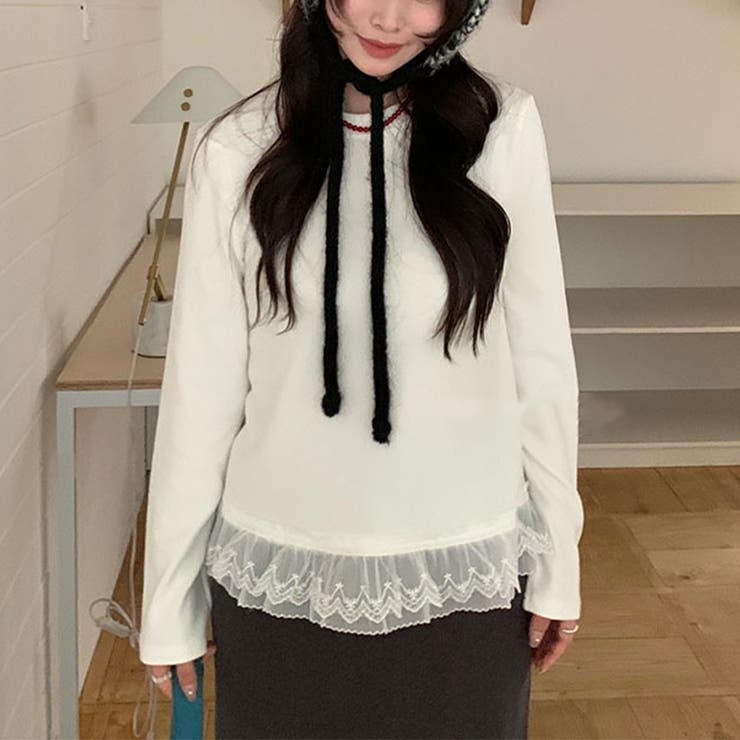 ゆるカワコーデ☆Tシャツ メッシュ切替 細見え フェイクレイヤード | 17kg | 詳細画像1 