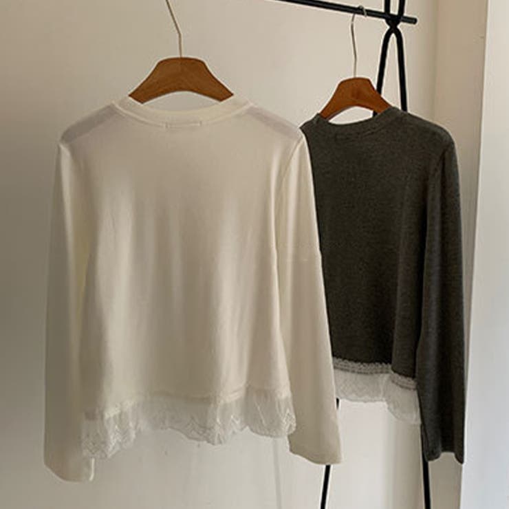 グレー | ゆるカワコーデ☆Tシャツ メッシュ切替 細見え フェイクレイヤード | 17kg