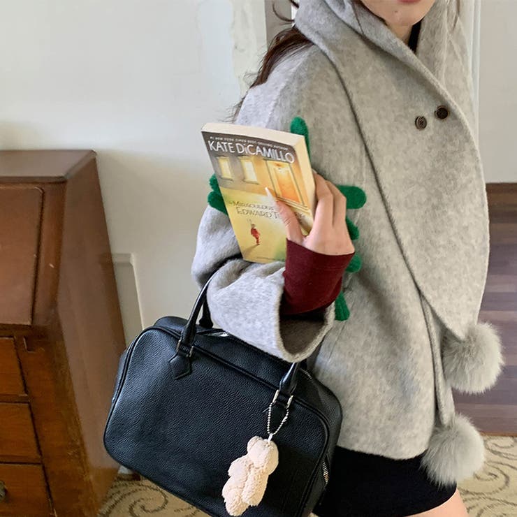 ゆるカワコーデ☆スカーフ付き デザイン性 上品 ウールコート | 17kg | 詳細画像11 