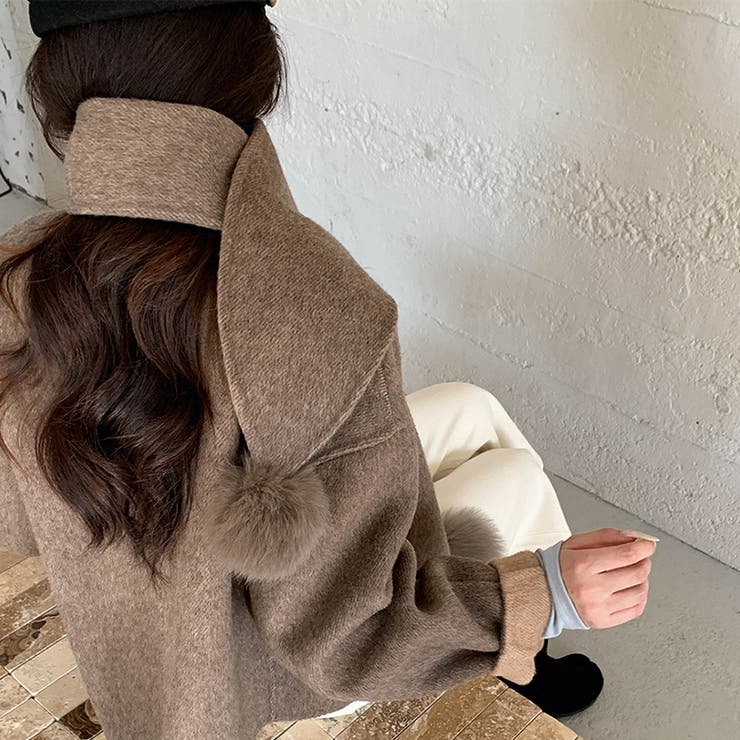 ゆるカワコーデ☆スカーフ付き デザイン性 上品 ウールコート | 17kg | 詳細画像39 