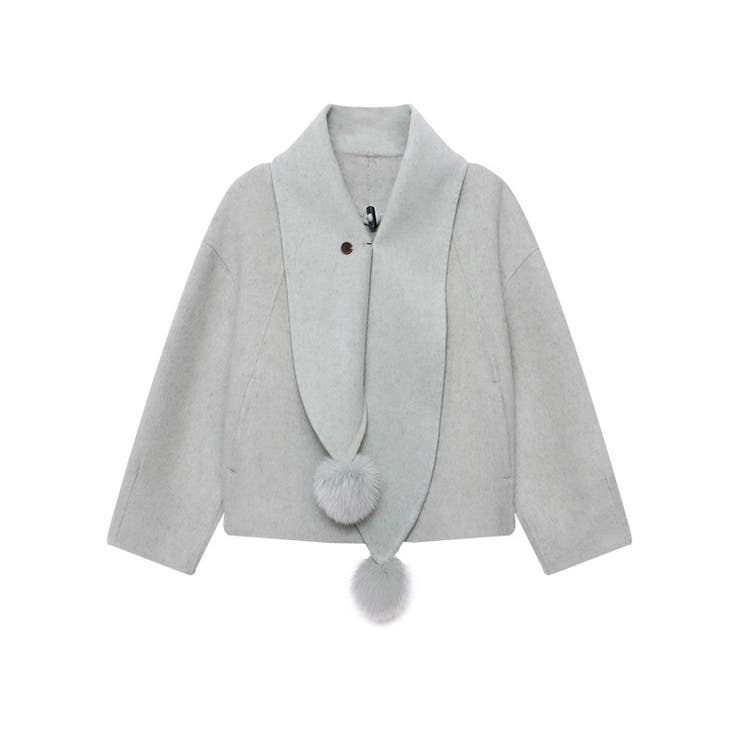 ゆるカワコーデ☆スカーフ付き デザイン性 上品 ウールコート | 17kg | 詳細画像3 